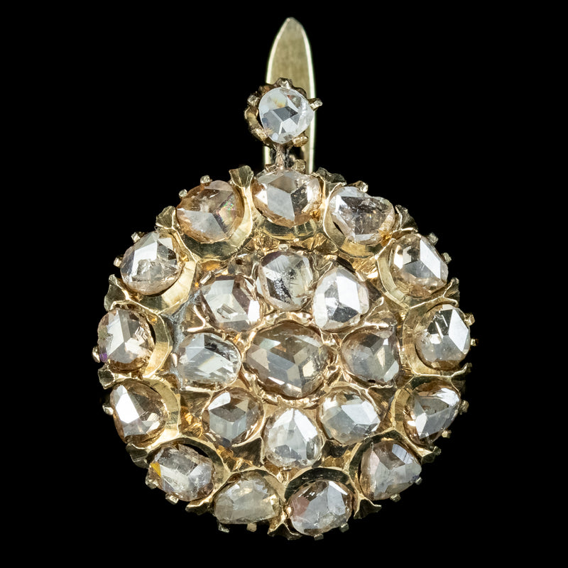 Antique Victorian Rose Cut Diamond Cluster Earrings 5ct Of Diamond With Box