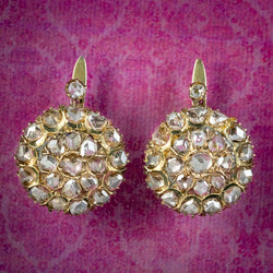 Antique Victorian Rose Cut Diamond Cluster Earrings 5ct Of Diamond With Box