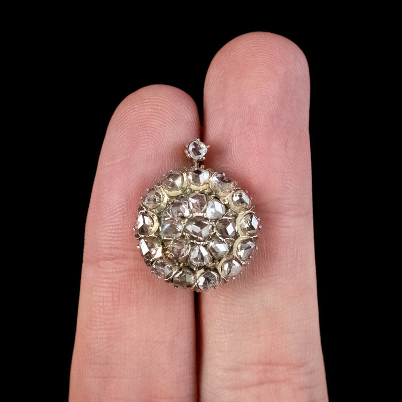 Antique Victorian Rose Cut Diamond Cluster Earrings 5ct Of Diamond With Box