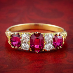 Antique Victorian Ruby Diamond Ring 1.1ct Ruby