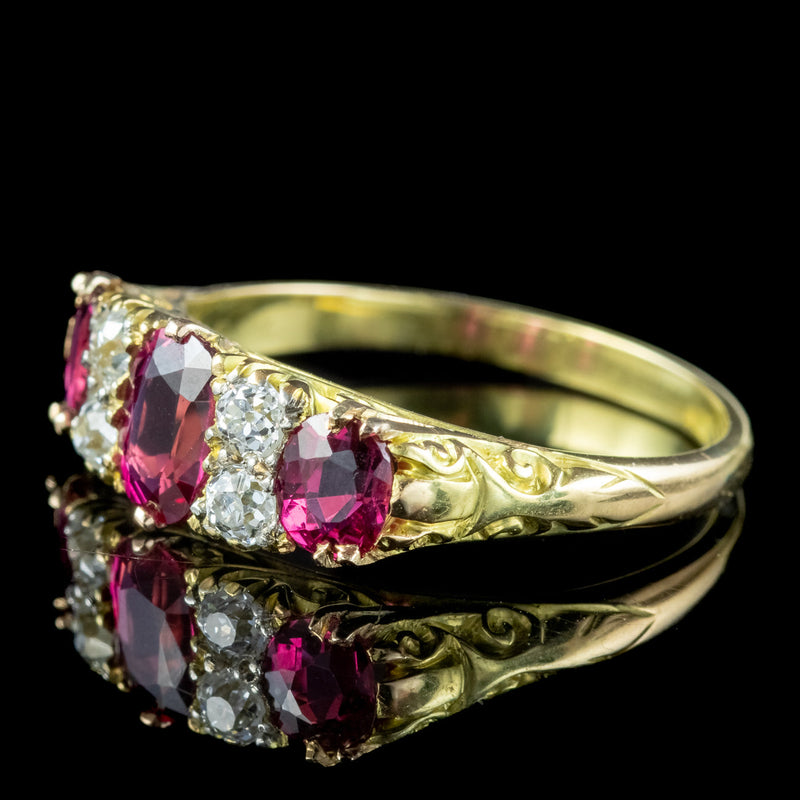 Antique Victorian Ruby Diamond Ring 1.1ct Ruby