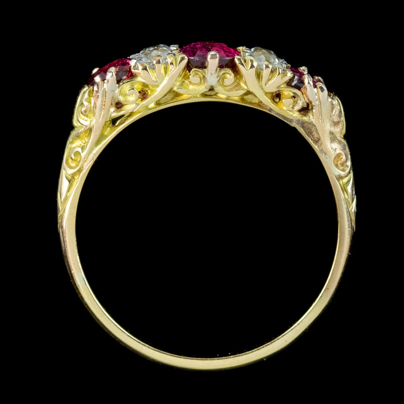 Antique Victorian Ruby Diamond Ring 1.1ct Ruby