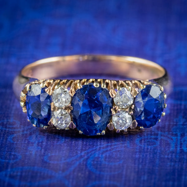 Antique Victorian Sapphire Diamond Ring 2ct Of Sapphire Circa 1900