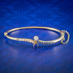 Antique Victorian Sapphire Diamond Toi Et Moi Twist Bangle 18ct Gold