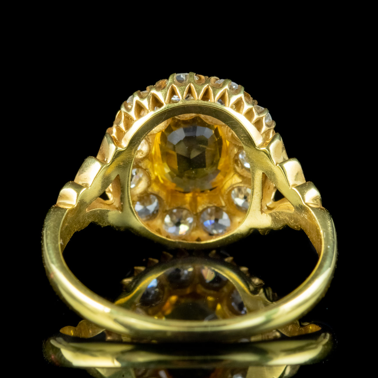 Antique Victorian Yellow Sapphire Diamond Cluster Ring 1.75ct Sapphire ...