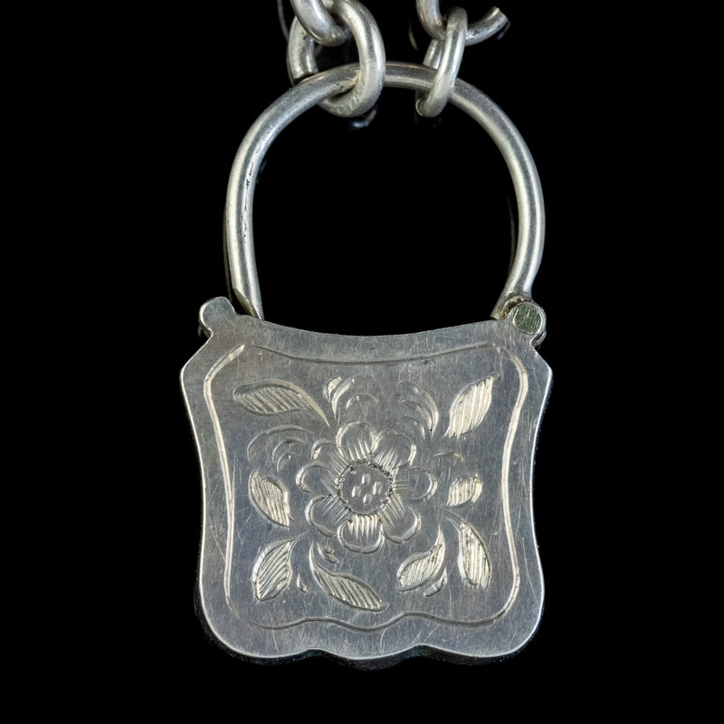 Antique Scottish Agate Padlock Bracelet Silver Circa 1860