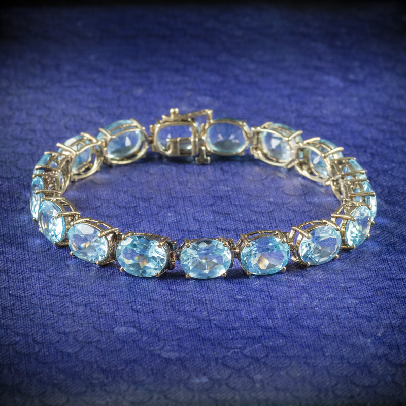 Antique Art Deco Blue Topaz Bracelet 10ct Gold Circa 1920 cover