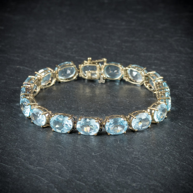 Antique Art Deco Blue Topaz Bracelet 10ct Gold Circa 1920 front