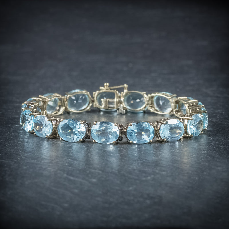 Antique Art Deco Blue Topaz Bracelet 10ct Gold Circa 1920 side