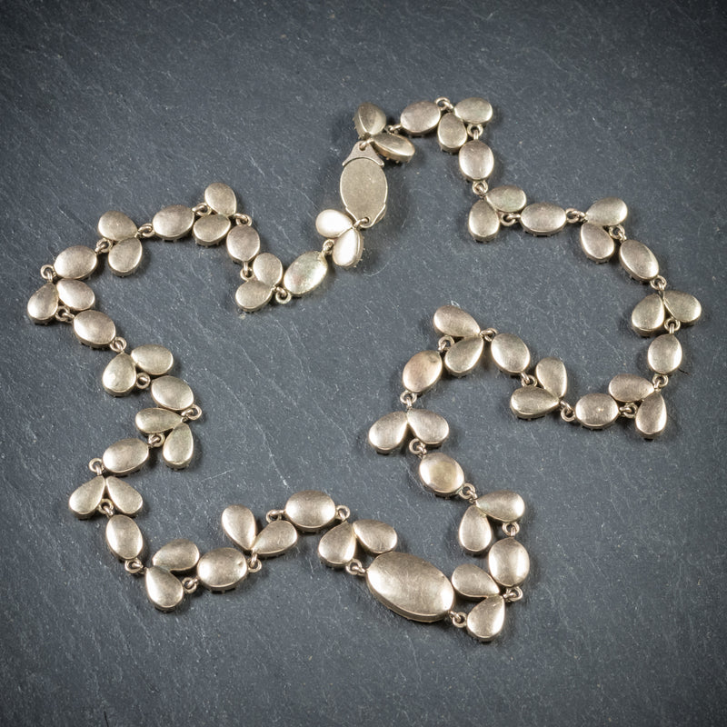 Antique Georgian 18ct Gold Flat Cut Garnet Riviere Necklace Circa 1790 back