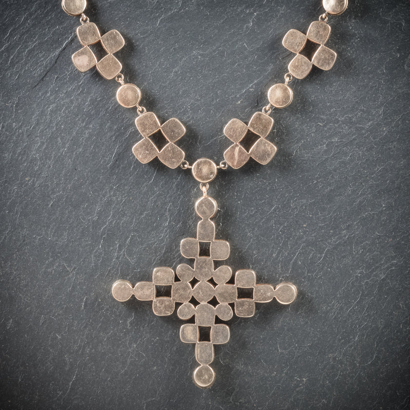 Antique Georgian Garnet Collar Cross Pendant 18ct Gold Circa 1770 back