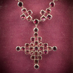 Antique Georgian Garnet Collar Cross Pendant 18ct Gold Circa 1770 cover