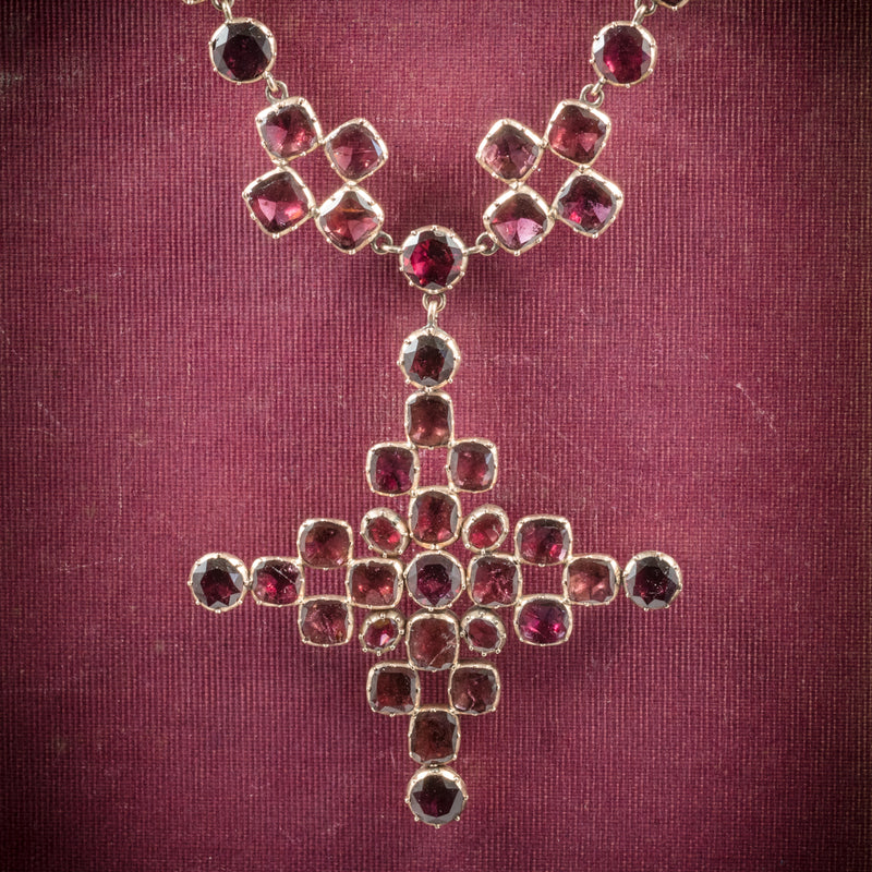 Antique Georgian Garnet Collar Cross Pendant 18ct Gold Circa 1770 cover