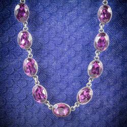 Antique Georgian Necklace Purple Paste Silver Circa 1800 cover