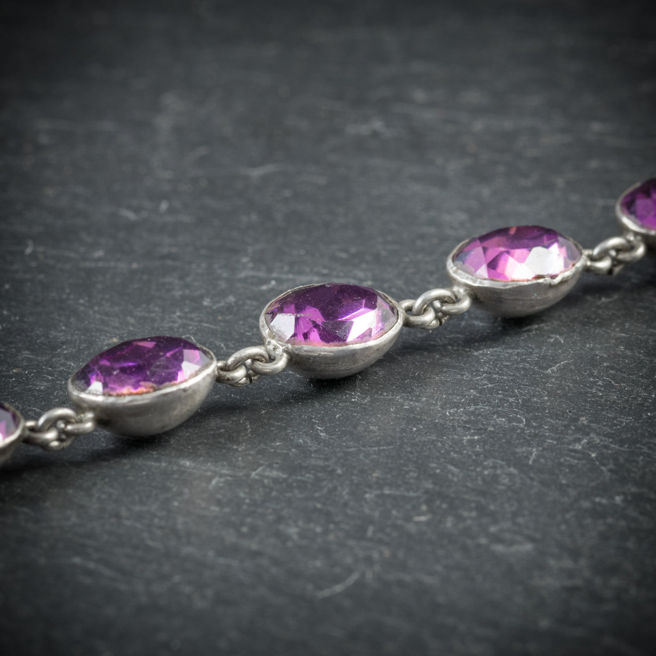 Antique Necklace Purple Paste Silver Circa 1800 Antique