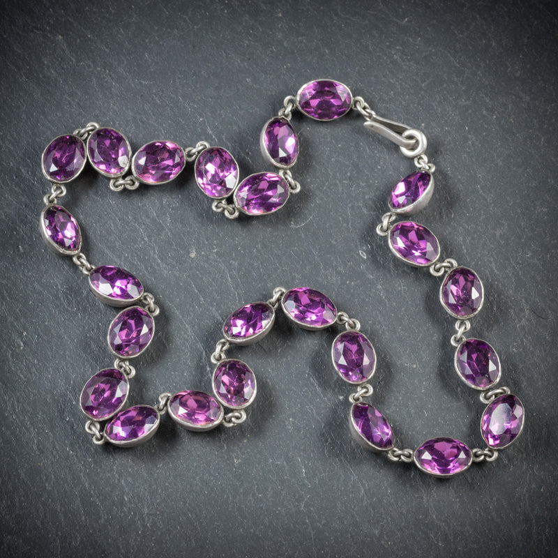 Antique Georgian Necklace Purple Paste Silver Circa 1800 top