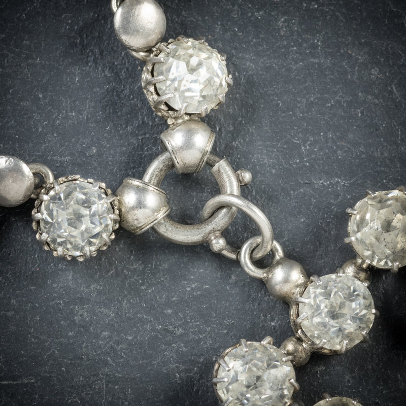 Antique Georgian Paste Pendant Necklace Silver Circa 1800 clasp