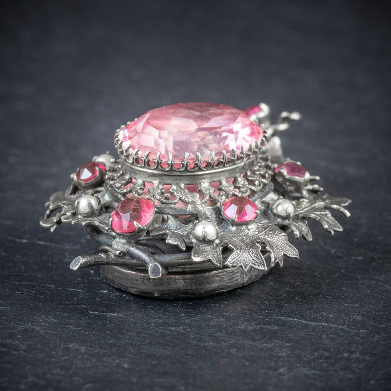 Antique Georgian Pendant Locket Pink Paste Silver Circa 1800 SIDE 2