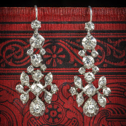 Antique Georgian Silver Paste Stone Drop Earrings Circa 1800