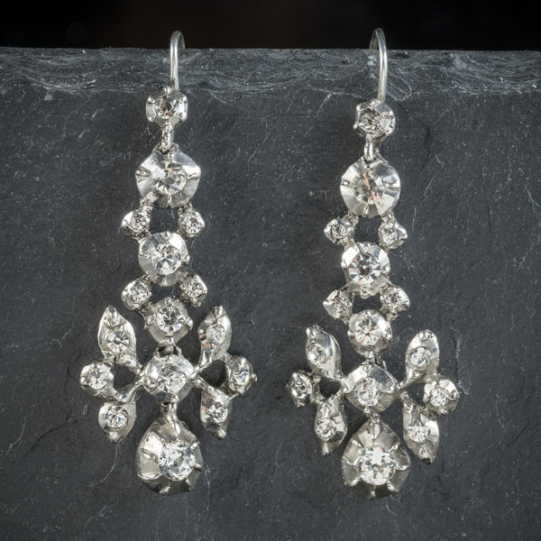 Antique Georgian Silver Paste Stone Drop Earrings Circa 1800