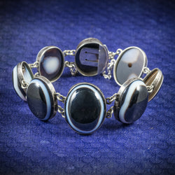 Antique Victorian Bullseye Agate Bracelet Silver Circa 1900