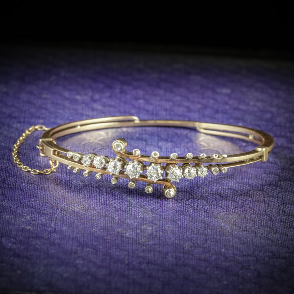Antique Victorian Diamond Bangle 14ct Gold Circa 1860 COVER