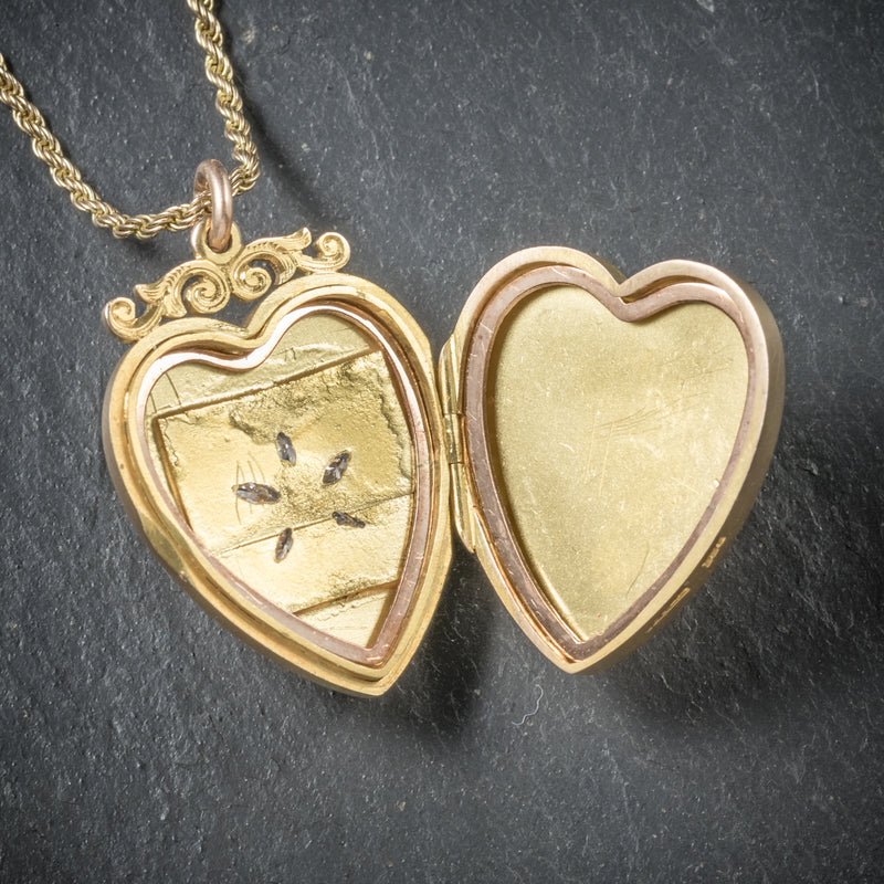 Antique Gold Locket with Diamond & Engraving Circa 1900 | Exquisite Jewelry  for Every Occasion | FWCJ