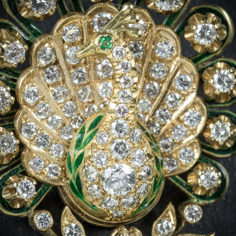 Antique Victorian Diamond Peacock brooch 18ct Gold Circa 1900 head