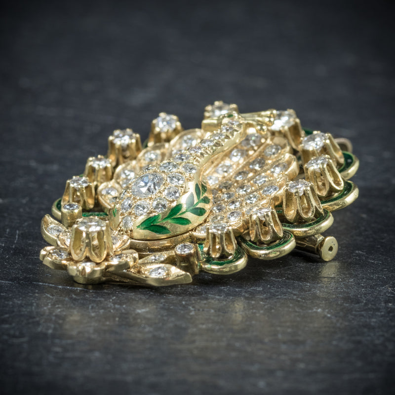 Antique Victorian Diamond Peacock brooch 18ct Gold Circa 1900 side2