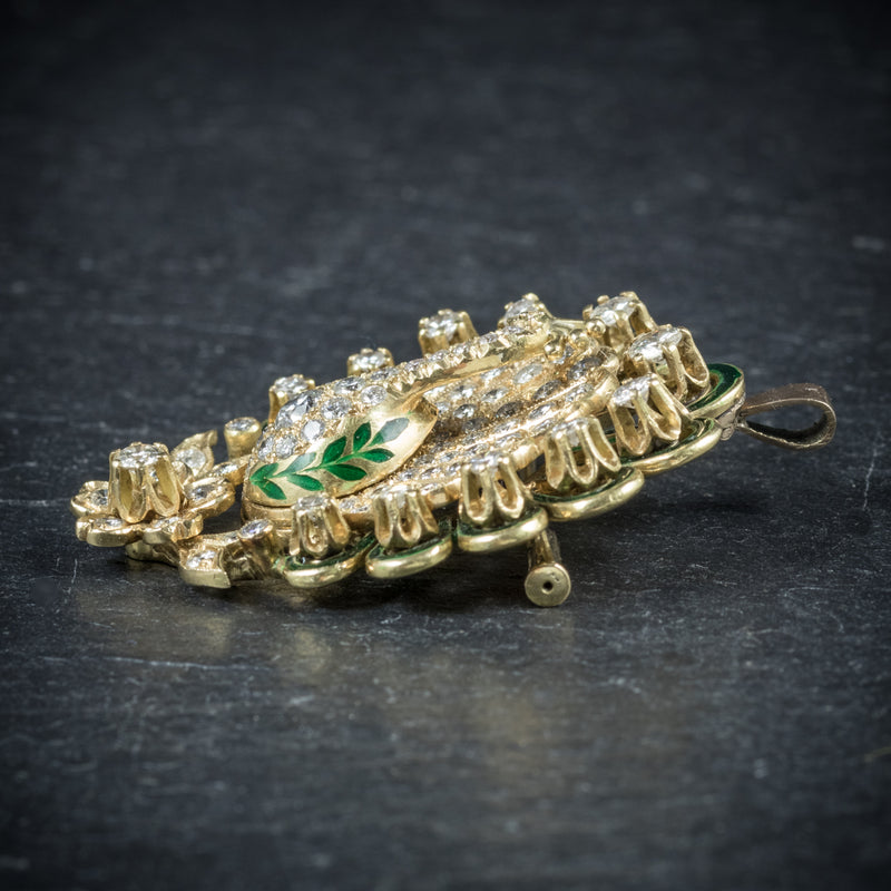 Antique Victorian Diamond Peacock brooch 18ct Gold Circa 1900 side1