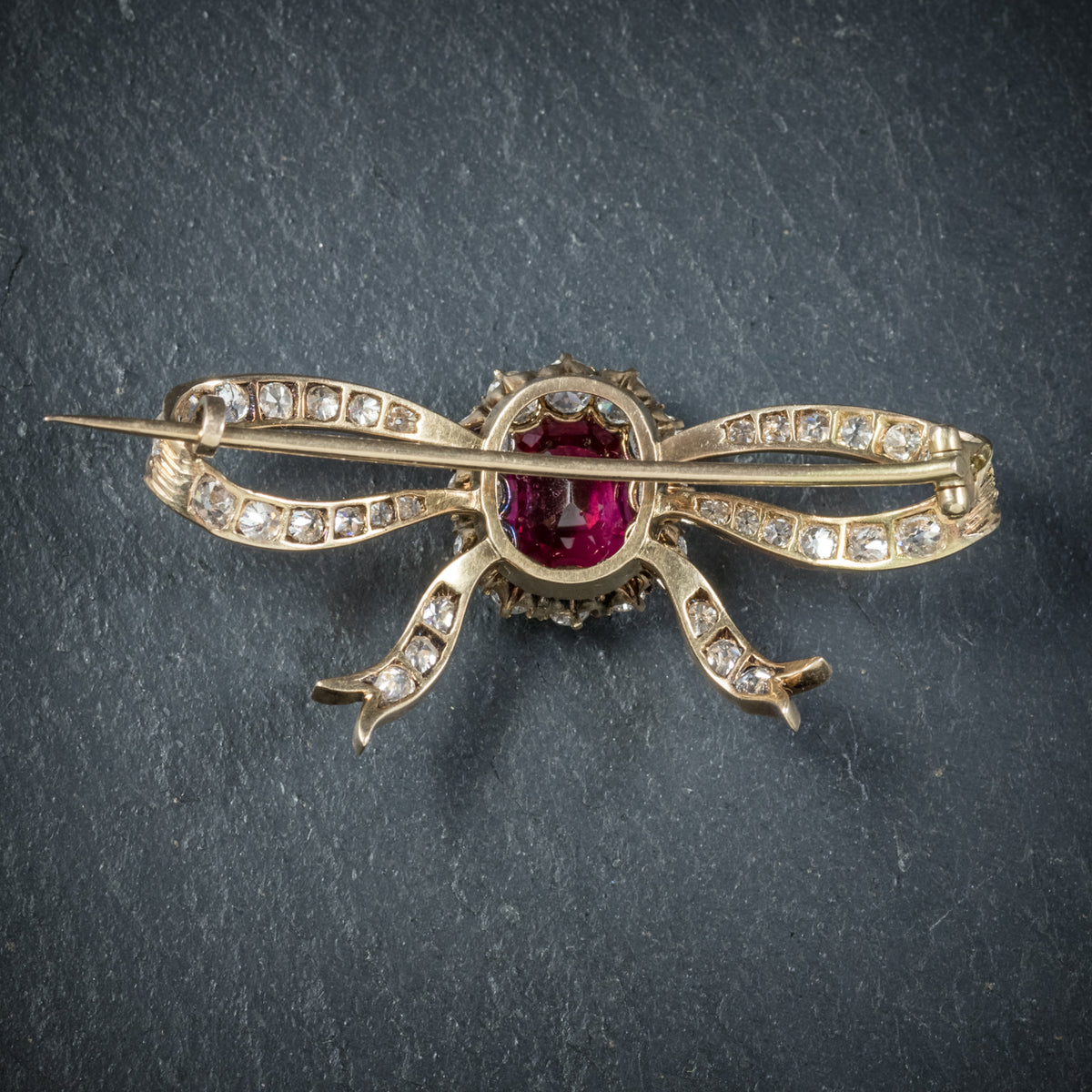 Antique Edwardian Diamond Verneuil Ruby Brooch 18ct Gold Circa 1910 Bo Antique Jewellery Online