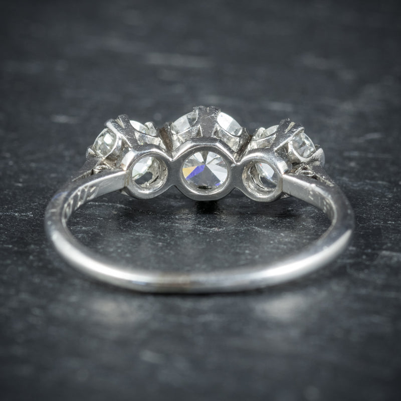 Antique Victorian Diamond Trilogy Ring Platinum Circa 1900 BACK