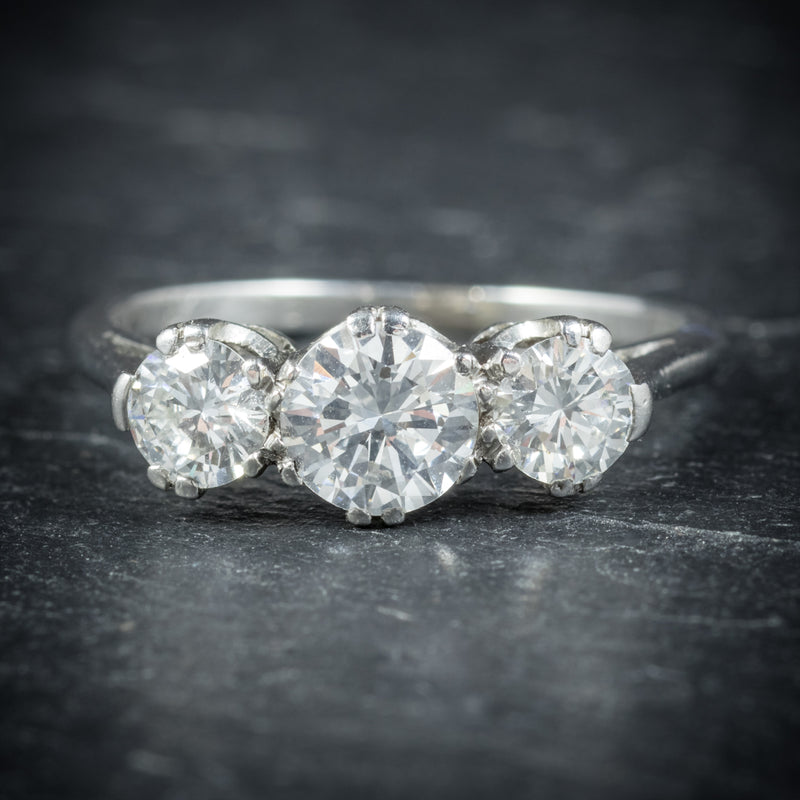 Antique Victorian Diamond Trilogy Ring Platinum Circa 1900 FRONT