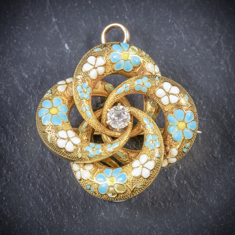 Antique Victorian Floral Diamond Bracelet Brooch Set Circa 1880 BROOCH