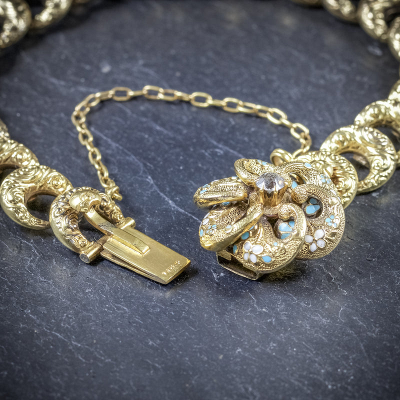 Antique Victorian Floral Diamond Bracelet Brooch Set Circa 1880 CLASP