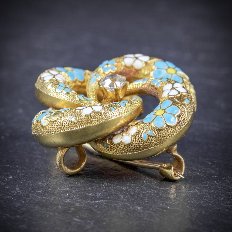 Antique Victorian Floral Diamond Bracelet Brooch Set Circa 1880 SIDE