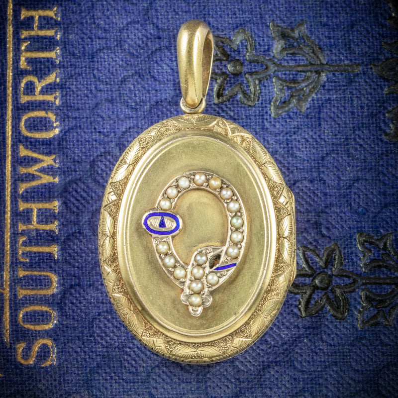 Antique Victorian Gold Locket Pearl Buckle 15ct Gold Circa 1900 COVER