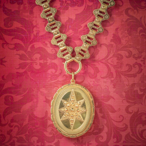 Antique Victorian Locket Collar 18ct Gold On Silver Necklace Dated 1883 COVER