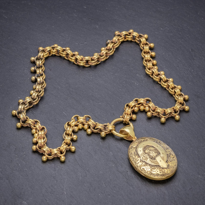 ANTIQUE VICTORIAN LOCKET COLLAR NECKLACE 18CT GOLD ON SILVER CIRCA 1880 top