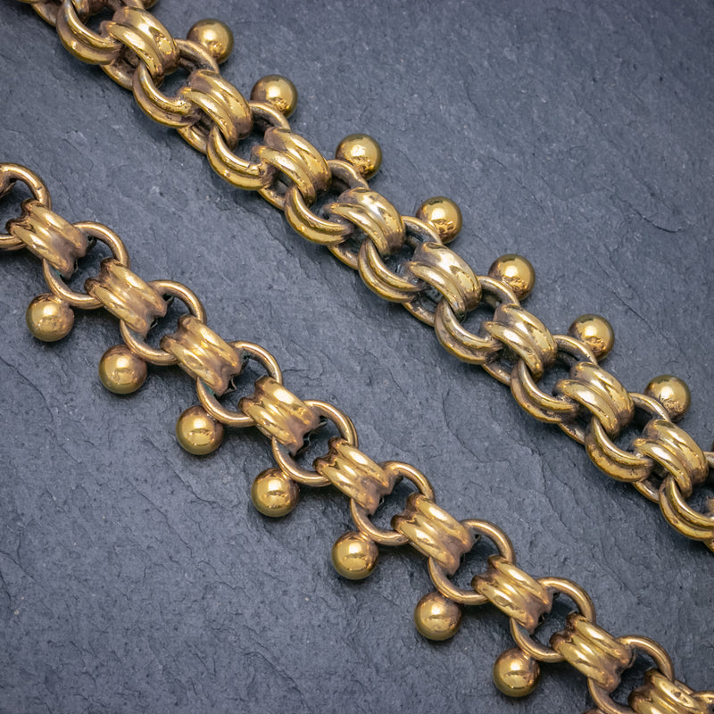 ANTIQUE VICTORIAN LOCKET COLLAR NECKLACE 18CT GOLD ON SILVER CIRCA 1880 chain