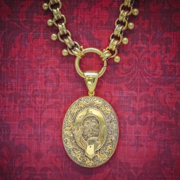 ANTIQUE VICTORIAN LOCKET COLLAR NECKLACE 18CT GOLD ON SILVER CIRCA 1880 cover