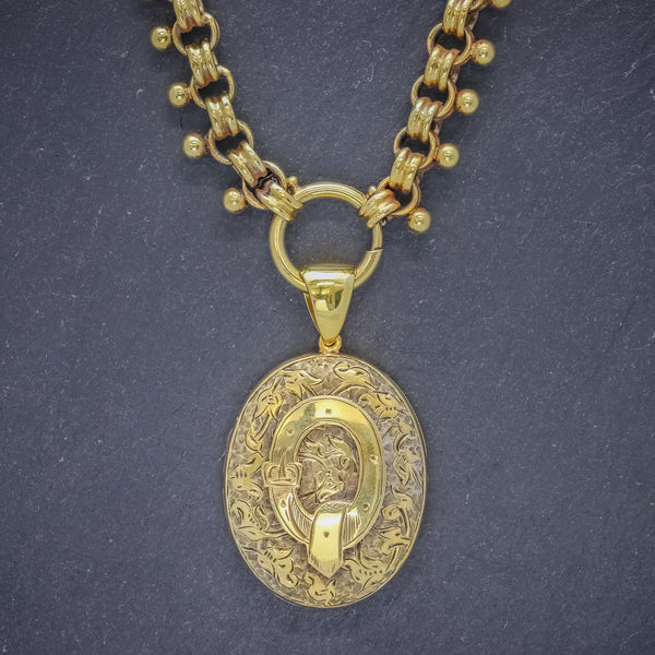 ANTIQUE VICTORIAN LOCKET COLLAR NECKLACE 18CT GOLD ON SILVER CIRCA 1880 FRONT