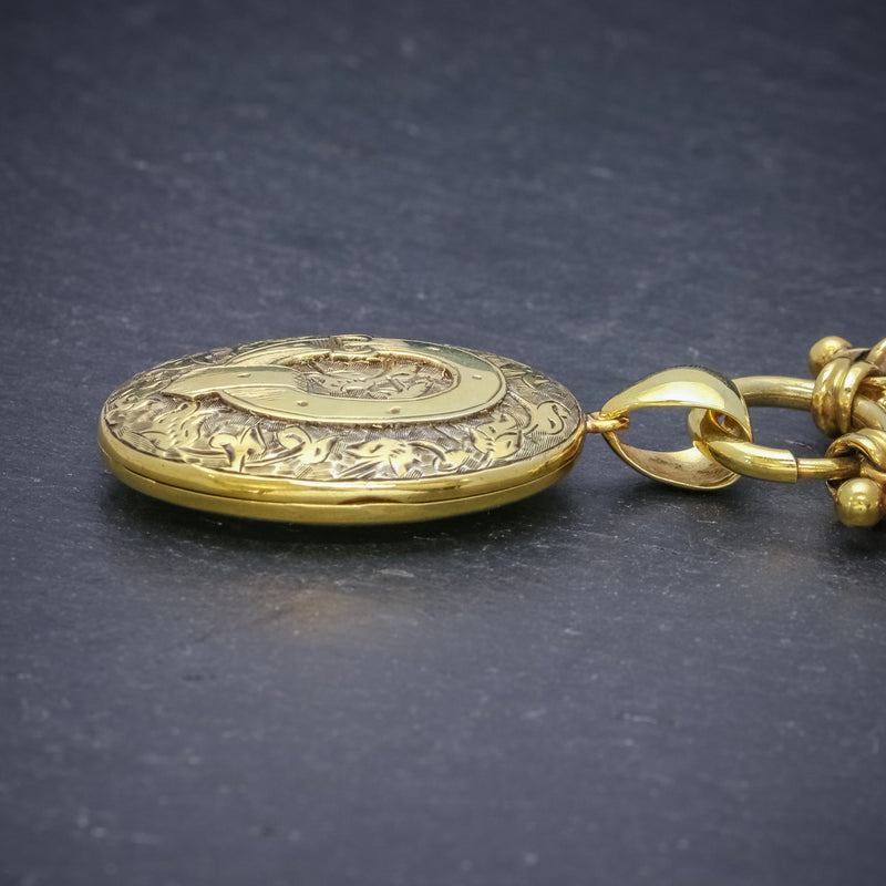 ANTIQUE VICTORIAN LOCKET COLLAR NECKLACE 18CT GOLD ON SILVER CIRCA 1880 SIDE