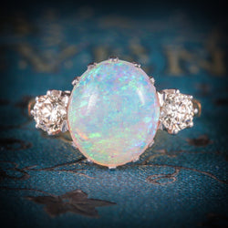 Antique Victorian Opal Ring 15ct Gold Natural Opal Circa 1900