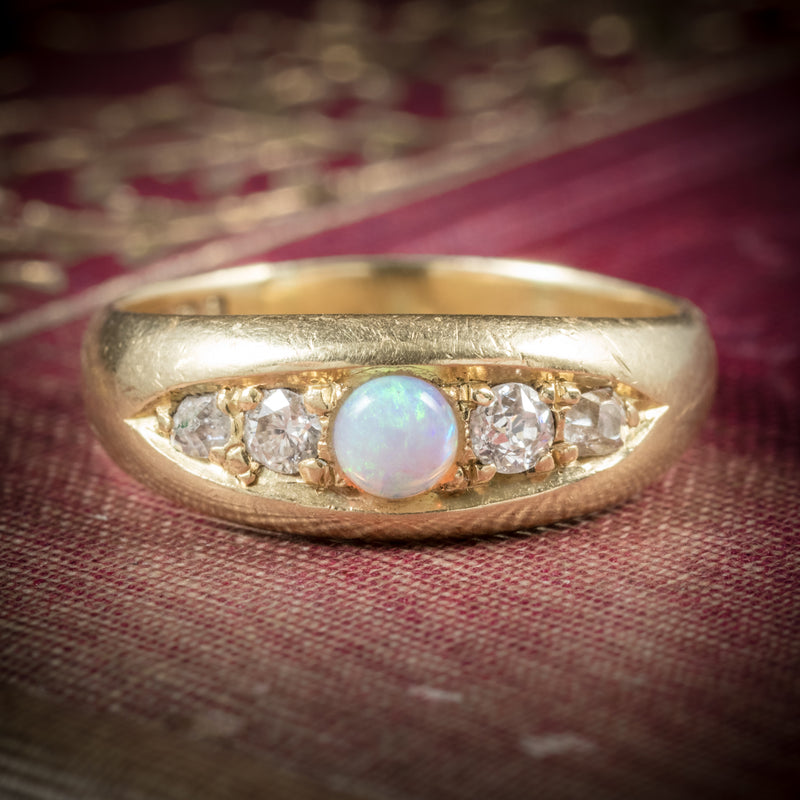 Antique Victorian Opal Ring 18ct Gold Dated Birmingham 1909 cover