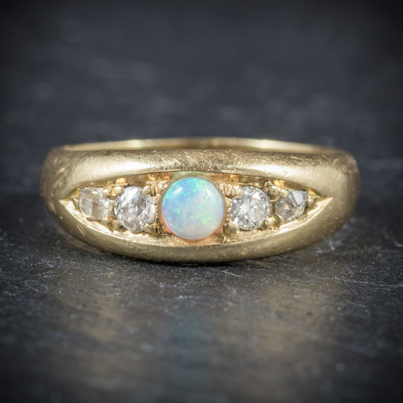 Antique Victorian Opal Ring 18ct Gold Dated Birmingham 1909 front