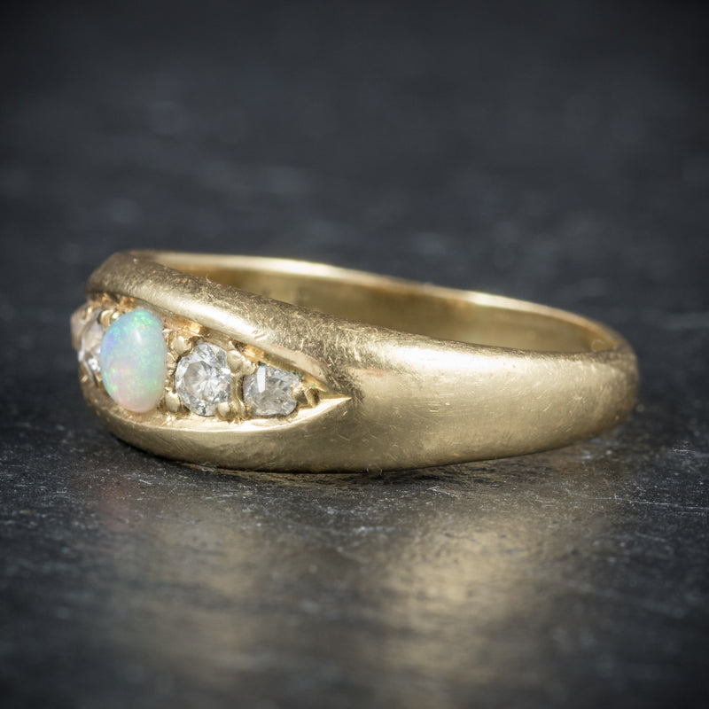 Antique Victorian Opal Ring 18ct Gold Dated Birmingham 1909 side