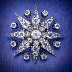 Antique Victorian Paste Stone Star Brooch Silver Circa 1880 COVER