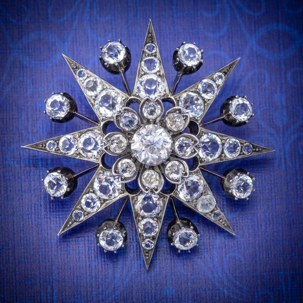 Antique Victorian Paste Stone Star Brooch Silver Circa 1880 COVER