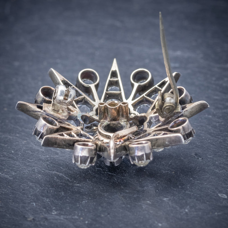 Antique Victorian Paste Stone Star Brooch Silver Circa 1880 PIN